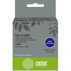 Картридж CACTUS Картридж CS-LT-12267, 12267, 12мм, черный шрифт, прозрачный фон, 4м, CS-LT-12267