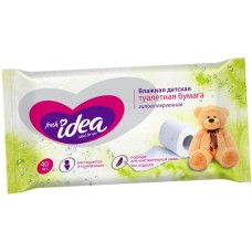 Салфетки влажные MASTER FRESH С0006290 Fresh idea Влажная ДЕТСКАЯ РАСТВОРЯЮЩАЯСЯ туалетная бумага 40шт, увеличенный размер 13*17с