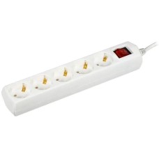 IEK Сетевой удлинитель У05В 5м (5 розеток) белый (пакет ПЭ)