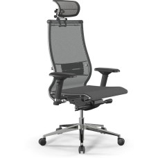 МЕТТА Кресло Samurai S-3 сетка с подголов. крестов. алюминий хром