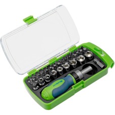 СИБРТЕХ Отвертка ревер. + биты, 41 пред., PH+PZ+SL+H+T, CrV, 2к рукоятка 133587