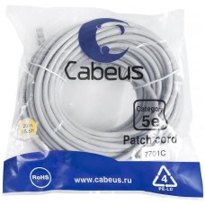 Патч-корд CABEUS Патч-корд PC-UTP-RJ45-CAT.5E-20M U/UTP RJ-45 вил.-вилка RJ-45 кат.5E 20м серый ПВХ
