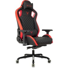 KNIGHT Кресло игровое Titan черный/красный ромбик экокожа с подголов. крестов. металл
