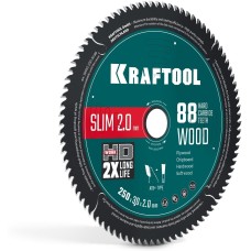 KRAFTOOL Slim wood cut 250 х 30 x 2.0 мм, 88Т, диск пильный по дереву, (36955-250-30-88)