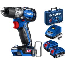 ЗУБР КОМПАКТ #3 20 В, 50 Н·м, 2 АКБ LMS (4 А·ч), бесщеточная дрель-шуруповерт, кейс, ПРОФЕССИОНАЛ (DB-50-42)
