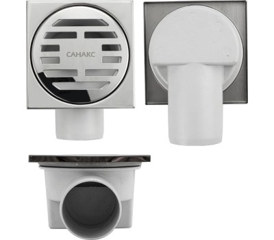 Трап САНАКС тр00013 Трап пластиковый 100х100 горизонтальный нержавейки