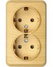 Розетка SMARTBUY (SBE-03lw-16-S2-Z) Юпитер, 2-местная, светлое дерево