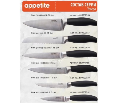 Нож APPETITE HA01-2 нерж Ультра д/хлеба 15см
