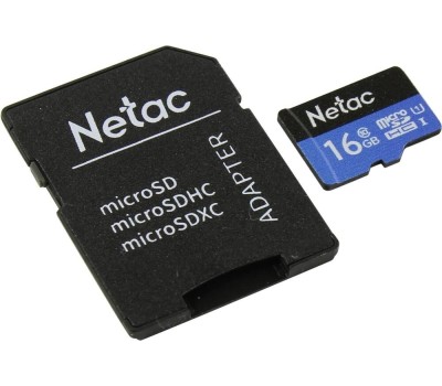 NETAC Карта памяти microSDHC UHS-I U1 P500 16 ГБ, 80 МБ/с, Class 10, NT02P500STN-016G-R, 1 шт., переходник SD