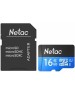 NETAC Карта памяти microSDHC UHS-I U1 P500 16 ГБ, 80 МБ/с, Class 10, NT02P500STN-016G-R, 1 шт., переходник SD