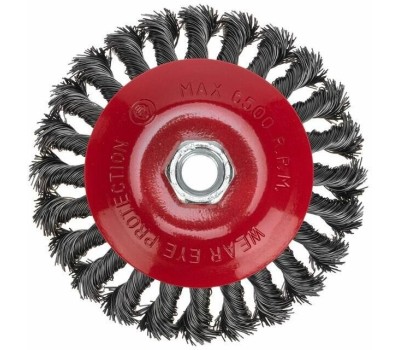 Щетка коническая KRANZ (KR-91-1203) Щетка коническая для УШМ, крученая стальная проволока, 125мм, М14