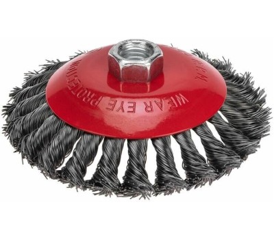 Щетка коническая KRANZ (KR-91-1203) Щетка коническая для УШМ, крученая стальная проволока, 125мм, М14