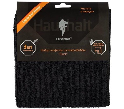 Набор салфеток из микрофибры LEONORD Набор салфеток из микрофибры Black 3шт (106796)
