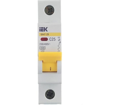 IEK Выключатель автоматический ВА47-29 (MVA20-1-025-C) 25A тип C 4.5kA 1П 230/400В 1мод белый (упак