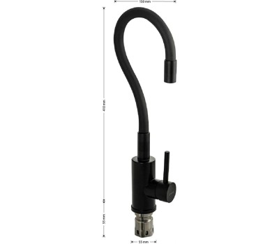 Смеситель для кухни САНАКС 13064 Смеситель для кухни, гибкий черный излив, из нержавеющей стали марки 304, цвет ЧЕРНЫЙ