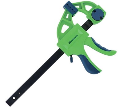 СИБРТЕХ Струбцина F-образная, быстрозажимная, 600 х 70 х 820 мм, пластиковый корпус, фиксатор, двухкомпонентная рукоятка 20567