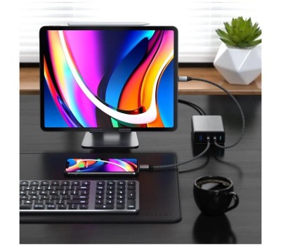 SATECHI Сетевое зарядное устройство Compact Charger 100W с технологией GaN Power. Цвет: серый космос