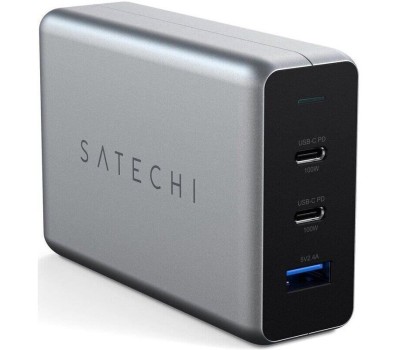 SATECHI Сетевое зарядное устройство Compact Charger 100W с технологией GaN Power. Цвет: серый космос