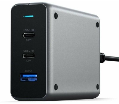 SATECHI Сетевое зарядное устройство Compact Charger 100W с технологией GaN Power. Цвет: серый космос