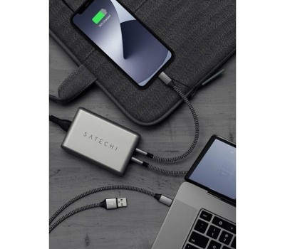 SATECHI Сетевое зарядное устройство Compact Charger 100W с технологией GaN Power. Цвет: серый космос