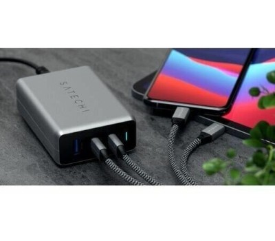 SATECHI Сетевое зарядное устройство Compact Charger 100W с технологией GaN Power. Цвет: серый космос
