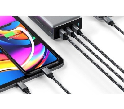 SATECHI Сетевое зарядное устройство Compact Charger 100W с технологией GaN Power. Цвет: серый космос