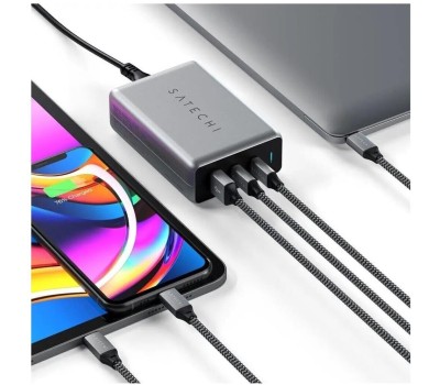 SATECHI Сетевое зарядное устройство Compact Charger 100W с технологией GaN Power. Цвет: серый космос