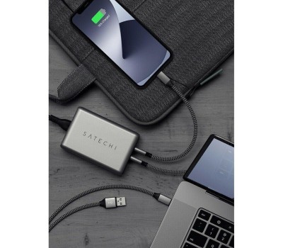 SATECHI Сетевое зарядное устройство Compact Charger 100W с технологией GaN Power. Цвет: серый космос
