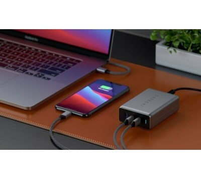 SATECHI Сетевое зарядное устройство Compact Charger 100W с технологией GaN Power. Цвет: серый космос