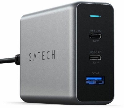 SATECHI Сетевое зарядное устройство Compact Charger 100W с технологией GaN Power. Цвет: серый космос