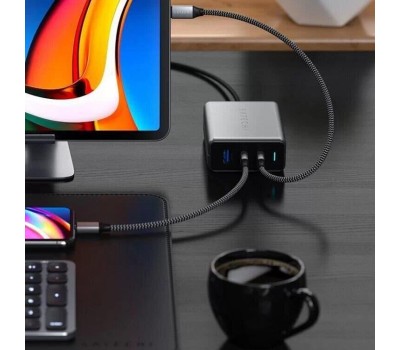 SATECHI Сетевое зарядное устройство Compact Charger 100W с технологией GaN Power. Цвет: серый космос