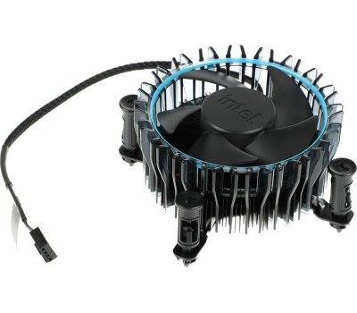 INTEL Кулер для процессора 65W S1700, 4-pin PWM, 90mm fan, Al+Cu, LAMINAR RM1, синяя подсветка, черный, M23901
