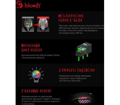 A4TECH Мышь проводная Bloody Q81 Curve, игровая, оптическая, USB, 3200dpi, черный