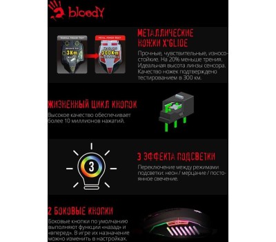 A4TECH Мышь проводная Bloody Q81 Curve, игровая, оптическая, USB, 3200dpi, черный