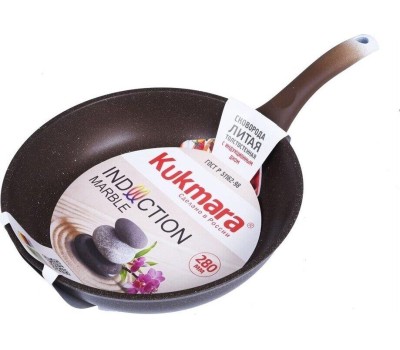 Сковорода KUKMARA Сковорода а/пр литая 28см Кофейный мрамор индукция ТМ