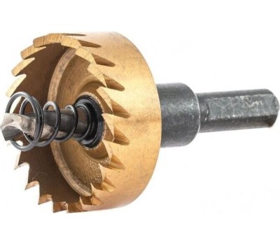 Коронка DENZEL Коронка по металлу HSS, 38 мм, нитридтитановое покрытие 724111