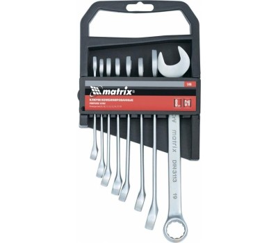 Набор ключей MATRIX Набор ключей комбинированных, 6-19 мм, 8 шт, CrV, матовый хром 15408