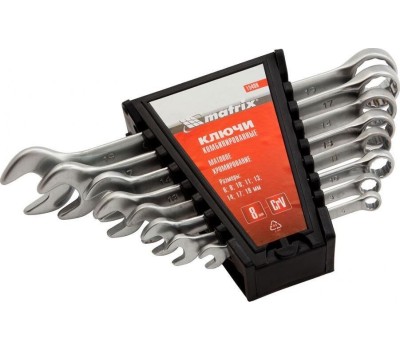 Набор ключей MATRIX Набор ключей комбинированных, 6-19 мм, 8 шт, CrV, матовый хром 15408