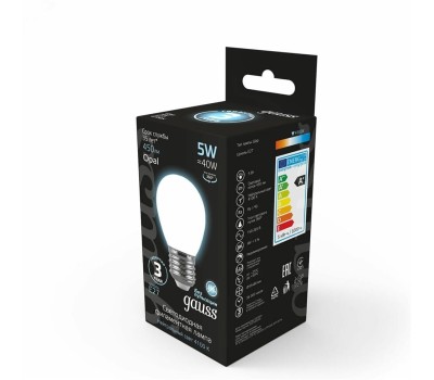 GAUSS Лампа филаментная E27, шар, 5Вт, одна шт. [105202205]