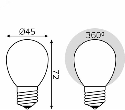 GAUSS Лампа филаментная E27, шар, 5Вт, одна шт. [105202205]