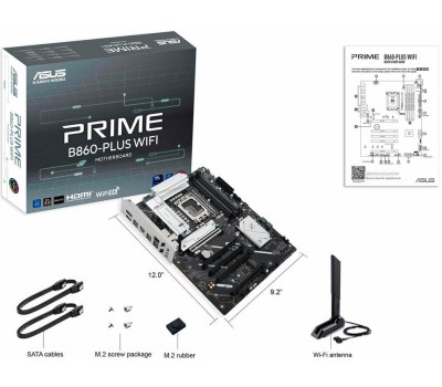 Материнская плата ASUS Материнская плата PRIME B860-PLUS WIFI LGA1851 ATX 4xDDR5 5xPCIEx16 2xM.2 USB-C DP HDMI 2.5GLAN Wi-Fi 6Е