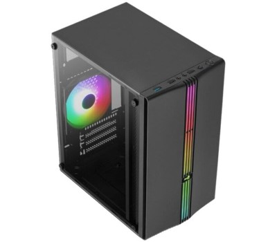 Корпус для ПК AEROCOOL Корпус MINITOWER Micro-ATX,Mini-ITX W/PSU 3х12cm fan RGB(1 предустановлен) черный с окном EVO Mini-G-BK-v1 4711099472352