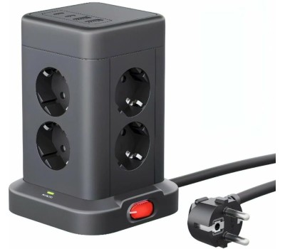 Сетевой фильтр DEFENDER Сетевой фильтр 3м 3*1.5кв.мм 8розеток 16A 230В 2xUSB-A 2xUSB-C черный ILS 453 99631