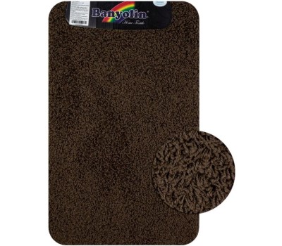 САНАКС - Коврик в ванную ШАГГИ ЭКО одинарный, КОРИЧНЕВЫЙ 50х 80 см, 100% полиэстер, ворс 20 мм 10324