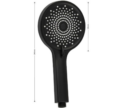Лейка GFmark - Лейка душевая массажная, круглая, 3 режима, из высокопрочного АБС пластика, в блистере, цвет ЧЕРНЫЙ. 6092