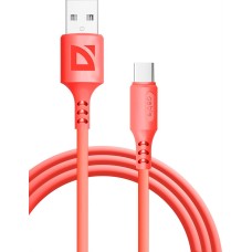 Кабель DEFENDER (87106RED) USB кабель F207 TypeC 1м,2.4А,силикон,пакет
