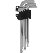 Набор ключей СИБРТЕХ Набор ключей имбусовых, HEX, 2-12 мм, CrV, 9 шт., удлиненные, с шаром 123657