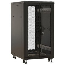 HYPERLINE Шкаф коммутационный TTBR-1868-DD-RAL9004 напольный, перфорированная двустворчатая передняя дверь, 18U, 600x988x800 мм