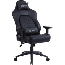 CACTUS Кресло игровое CS-CHR-130-M с вибромассажем черный экокожа с подголов. крестов. черный