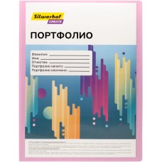 SILWERHOF Папка-портфолио с 40 прозр.вклад. SCR-P40PIN A4 пластик 0.7мм карм.на лиц.стор. розовый